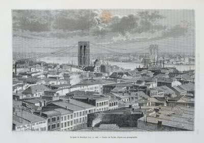 New York and Brooklyn Bridge under construction - in 