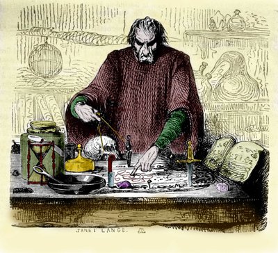 Nicolas Flamel in his laboratory by Unknown artist