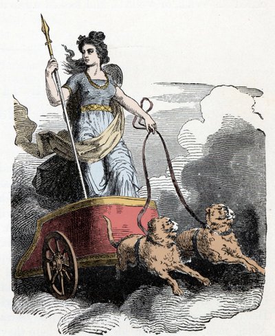 Norse Mythology: Frigga - The goddess Freyja in her chariot pulled by cats by Unknown artist
