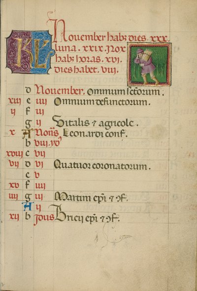 November Calendar Page; Gathering Wood by Unknown artist