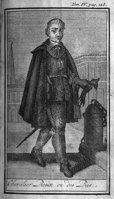 Orders of Knight. Pious Knight to the Pies. In "History of military orders or knights, of the secure and routine militias of both sexes, which have been established so far. Edition taken from Abbe Giustiniani, R.P.Bonani, M. Herman, Schoonebeek, R.P.Heli" by Unknown artist