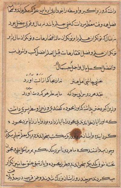 Page from Tales of a Parrot (Tuti-nama): text page by Unknown artist