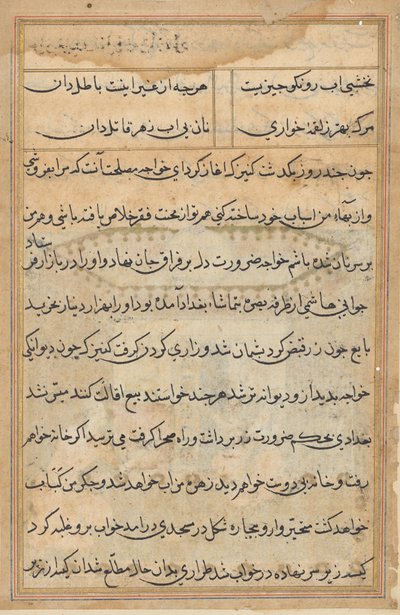Page from Tales of a Parrot (Tuti-nama): text page by Unknown artist