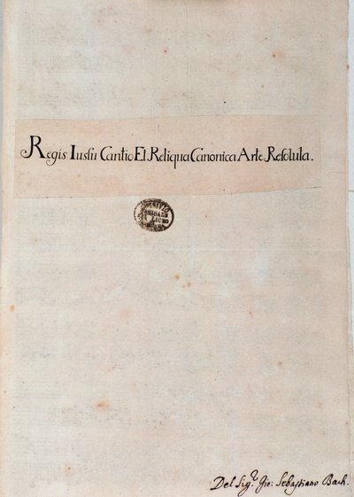 Page of Regis Iussu Cantio Et Reliqua Canonica Arte Resoluta by Johann Sebastian Bach by Unknown artist