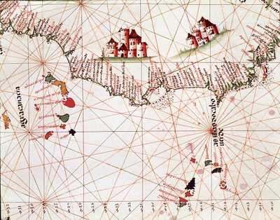 Page of a marine draft representing the islands of Cape Verde, the Canary Islands by Unknown artist