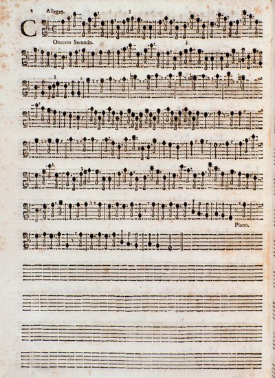 Page of Musical Score of Concerti a Cinque, Op. 5 by Tomaso Albinoni by Unknown artist