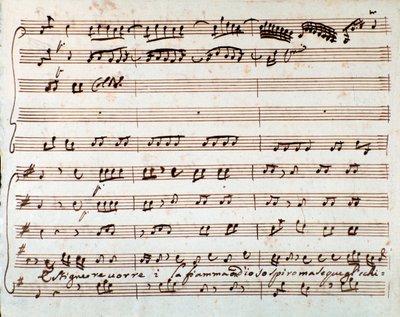 Page of musical score of Estinguere vorrei aria in Griselda opera by Antonio Vivaldi by Unknown artist