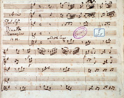 Page of musical score of Estinguere vorrei aria in Griselda opera by Antonio Vivaldi by Unknown artist