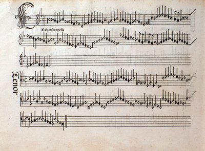 Page of Musical Score of Harmonice Musices Odhecaton by Ottaviano Petrucci by Unknown artist