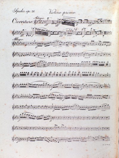 Page of Musical Score of the Overture of Alruna by Louis Spohr by Unknown artist