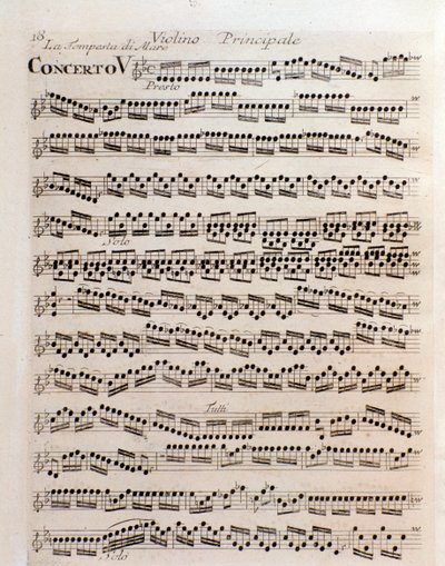 Page of Musical Score of Violin in Concerto V in Il Cimento dell