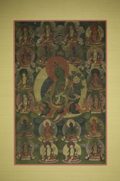 Painted Banner of Green Tara Surrounded by Twenty Manifestations by Unknown artist