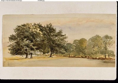 Panorama of a Wooded Grove (front); Landscape with Woods at Right (back) by Unknown artist