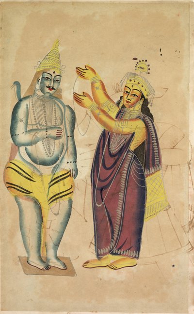 Parvati Placing a Wedding Garland on Shiva (recto) by Unknown artist