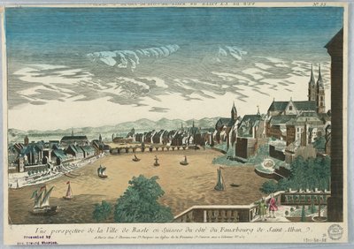 Peep-show, Vue Perspective de la Ville de Basle en Suisses du Cote du Fauxbourg de Saint Alban, No. 33 by Unknown artist