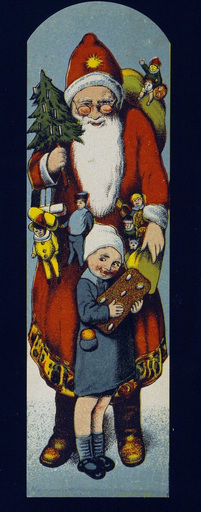 Santa Claus, Cardboard Distributed in the Packaging of Gingerbread. Late 19th Century. by Unknown artist