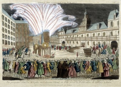 Perspective View of a Fireworks Display in Front of the Hôtel de Ville for the Publication of Peace in Paris by Unknown artist