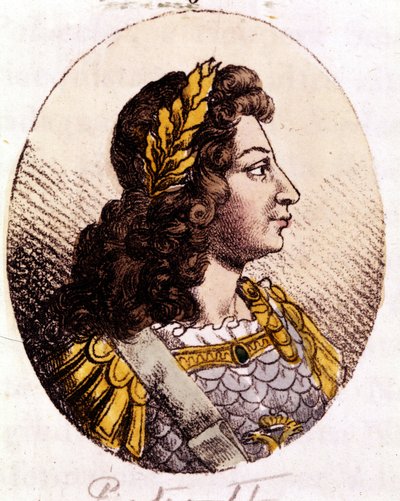 Peter II (1715 to 1730). Emperor of Russia (1727-1730). Engraving from the Beginning of the 19th Century by Unknown artist