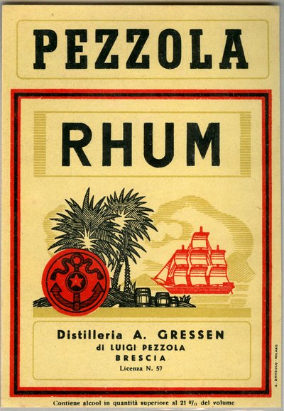 Pezzola rum alcohol advertisement by Unknown artist