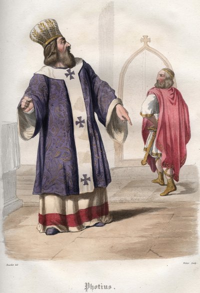 Photios I Expelling Byzantine Emperor Basil I from the Church by Unknown artist