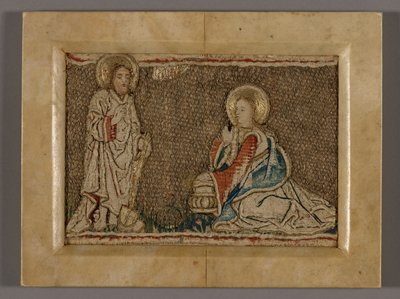 Picture (Probably from an Orphrey Band Depicting Christ before Mary Magdalene) by Unknown artist