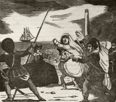Pierre and his associates carrying off nuns from a convent, c.1836 by Unknown artist