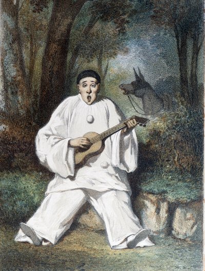 Pierrot Plays the Guitar - n.d., late 19th century by Unknown artist