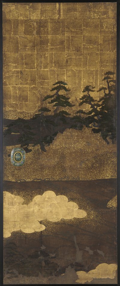 Pine Trees, Water and Clouds by Unknown artist