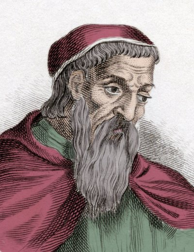 Portrait of Amerigo Vespucci (1454-1512), Italian navigator and explorer. Engraving of the 19th century by Unknown artist