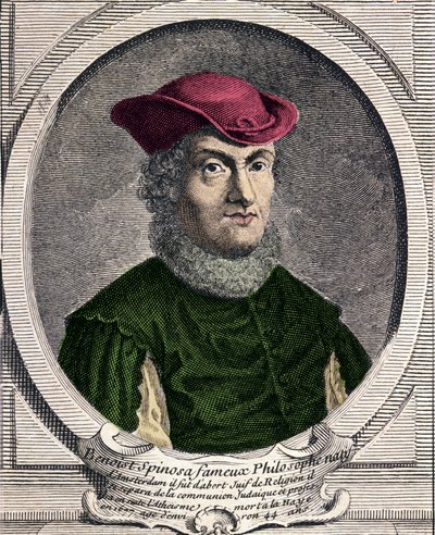 Portrait of Baruch Spinoza (1632-1677), Dutch philosopher. Also known as Bento de Espinosa or Benedictus de Spinoza or Benoit de Spinoza. Engraving of the 18th century by Unknown artist