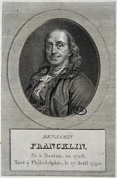 Portrait of Benjamin Franklin, American politician and physicist (1706-1790) by Unknown artist