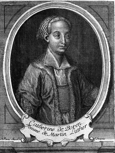 Portrait of Catherine de Bore (Katharina von Bora) (1499-1552), wife of Martin Luther. Engraving of the 18th century by Unknown artist