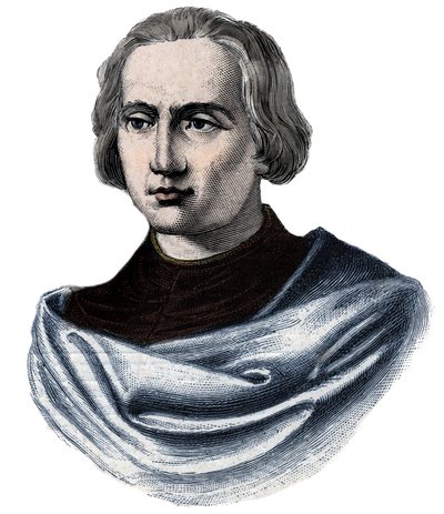 Portrait of Christopher Columbus (1451-1506) - Engraving of the 19th century by Unknown artist