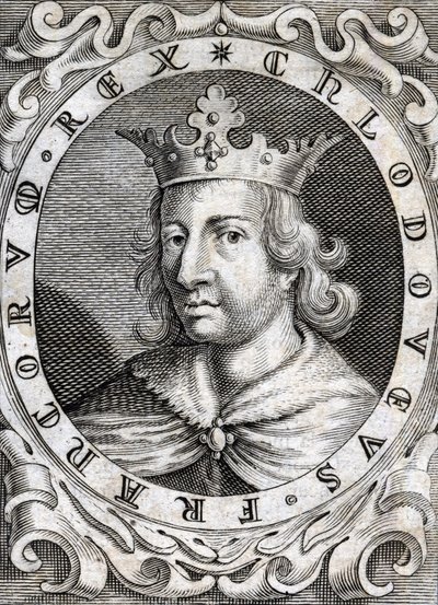 Portrait of Clovis II (? - 657), King of Neustria, Burgundy, and Austrasia. Engraving of the 18th century. by Unknown artist