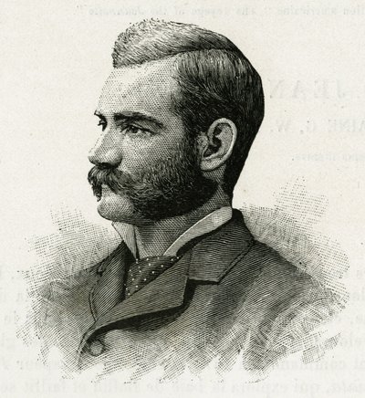 Portrait of Danenhower, second lieutenant of the La Jeannette crew, for the mission north. Engraving to illustrate 