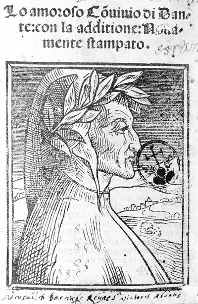 Portrait of Dante Alighieri, Italian poet. Frontispiece of 