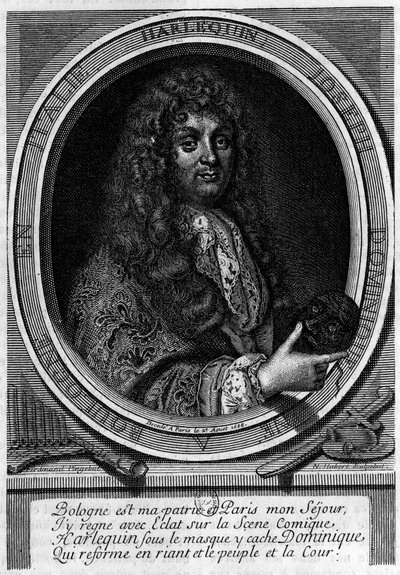 Portrait of Dominique (Domenico Giuseppe) Biancolelli (1640-1688) actor, he created the character of Harlequin (Arlechino) that he performed. He was part of the troupe that Mazarin brought to Paris in 1660 to the Comedie-Italiana. by Unknown artist