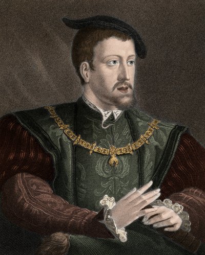 Portrait of Emperor Charles V (1500-1558) with the Necklace of the Order of the Golden Fleece (engraving) by Unknown artist