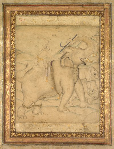 Portrait of Emperor Jahangir Riding an Elephant by Unknown artist