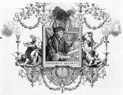 Portrait of Erasmus with his writing by Unknown artist