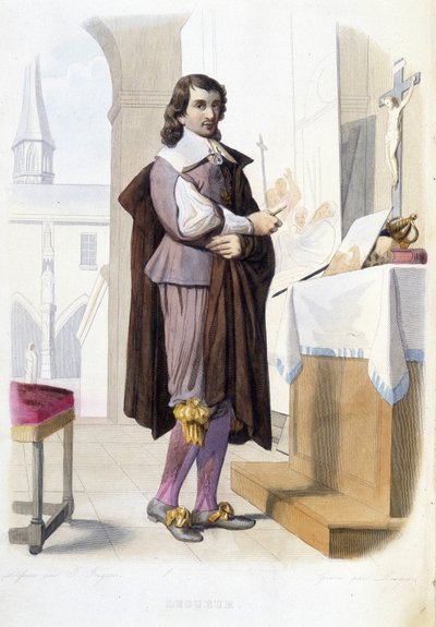 Portrait of Eustache Le Sueur, French painter (1616-1655) at his workshop - in 