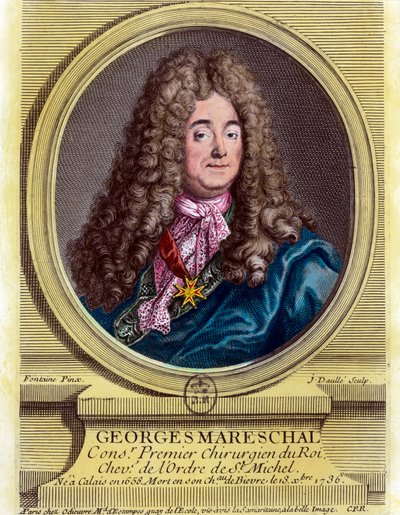 Portrait of Georges Marechal, first surgeon of the king from 1703 - 1719. Engraving of the 18th century. Private collection. by Unknown artist