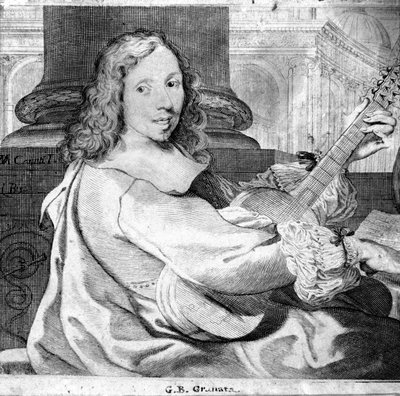 Portrait of Giovanni Battista Granata (1620/21-1687) Italian guitarist and composer by Unknown artist