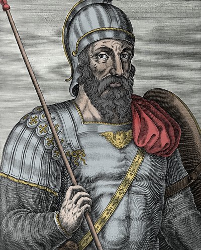 Portrait of Godfrey of Bouillon, Frankish knight, one of the leaders of the First Crusade (engraving) by Unknown artist