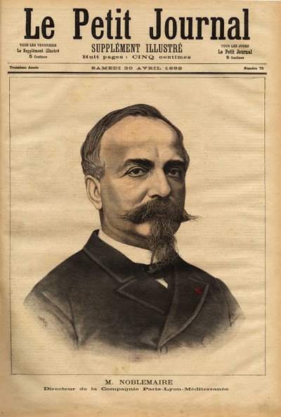 Portrait of Gustave Noblemaire (1832-1924) who, after successfully supervising the construction of the Alger-Oran railway line until 1869, returned to Paris to take over the direction of the Paris Lyon Mediterranee company by Unknown artist