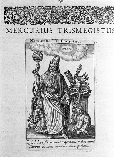 Portrait of Hermes Trismegistus, astrologer, ideal portrait from a treatise by Jacques Boissard 