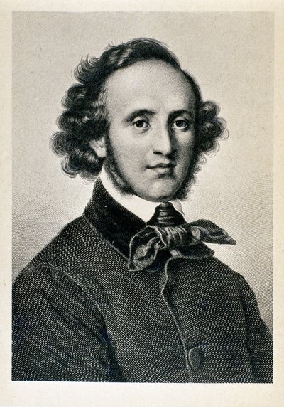 Portrait of Jakob Ludwig Felix Mendelssohn Bartholdy, German conductor and composer. Lithograph of the 19th century Biblioteca del Conservatorio Giuseppe Verdi, Milan by Unknown artist