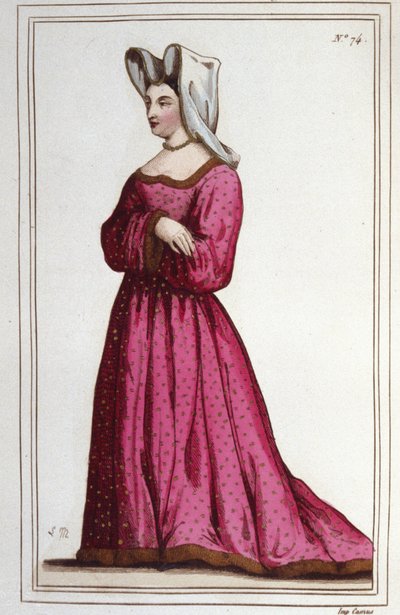 Portrait of Marguerite de Sassenage, Lady of Beaumont. Maitress of Louis XI. Engraving from 1830 by Unknown artist