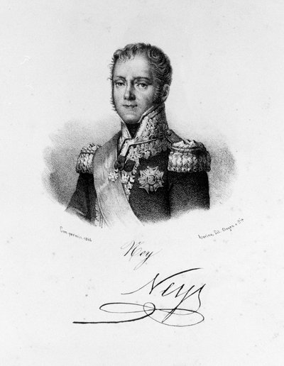 Portrait of Michel Ney, Duke of Elchingen, Prince of the Moskova (1769 - 1815), Marshal of France. Engraving of the 19th century. by Unknown artist