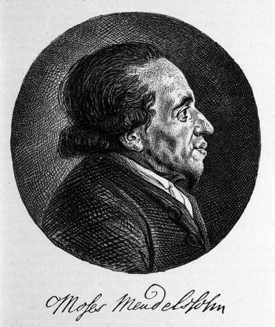 Portrait of Moses Mendelssohn, philosopher and true founder of modern Judaism. Grandfather of the musician Felix Mendelssohn by Unknown artist